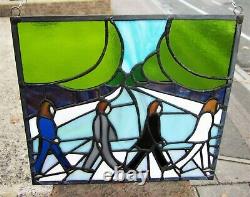 Stained Glass The Beatles Abbey Road John Lennon Handmade Window Hanging Panel