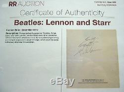 THE BEATLES JOHN LENNON & RINGO STARR HAND SIGNED DISPLAY FRAMED withCOA VERY RARE