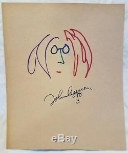 THE BEATLES John Lennon Signed Autographed Color Portrait Head Sketch Imagine