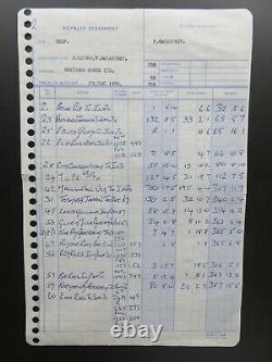 THE BEATLES LENNON McCARTNEY 1970 NORTHERN SONGS ROYALTY STATEMENT FOR HELP