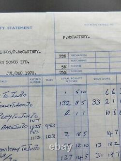 THE BEATLES LENNON McCARTNEY 1970 NORTHERN SONGS ROYALTY STATEMENT FOR HELP