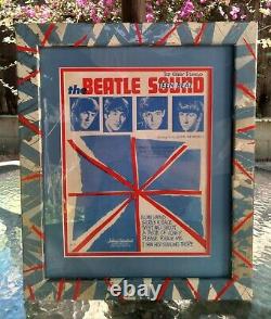 THE BEATLES RARE VINTAGE 1964 PSYCHEDELIC ART FRAME JOHN LENNON PAUL McCARTNEY