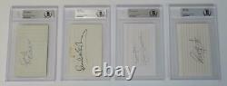 THE BEATLES Signed Autograph 3x5 Index Card Cut Set x4 Slab John Lennon BAS JSA