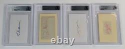 THE BEATLES Signed Autograph 3x5 Index Card Cut Set x4 Slab John Lennon BAS JSA