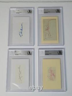 THE BEATLES Signed Autograph 3x5 Index Card Cut Set x4 Slab John Lennon BAS JSA