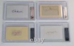 THE BEATLES Signed Autograph 3x5 Index Card Cut Set x4 Slab John Lennon BAS JSA