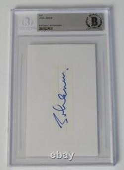 THE BEATLES Signed Autograph 3x5 Index Card Cut Set x4 Slab John Lennon BAS JSA