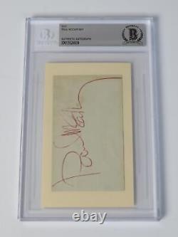 THE BEATLES Signed Autograph 3x5 Index Card Cut Set x4 Slab John Lennon BAS JSA