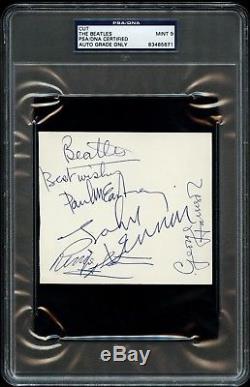 The Beatles (4) Signed Autographed Cut PSA/DNA Graded MINT 9! John Lennon