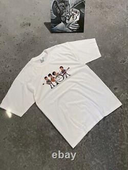 The Beatles 90s Vintage White T Shirt Abbey Road John Lennon Rock Size L Cotton