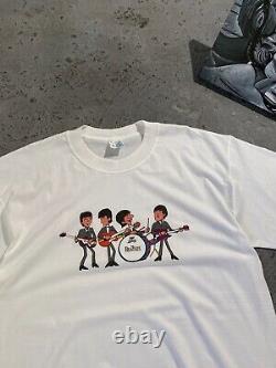 The Beatles 90s Vintage White T Shirt Abbey Road John Lennon Rock Size L Cotton