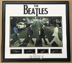 The Beatles Abbey Road Framed Poster With Autigraph Facsimiles John Lennon