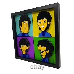The Beatles Cartoon 3D Pop Art Print John Lennon Paul McCartney George Harrison