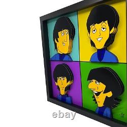 The Beatles Cartoon 3D Pop Art Print John Lennon Paul McCartney George Harrison