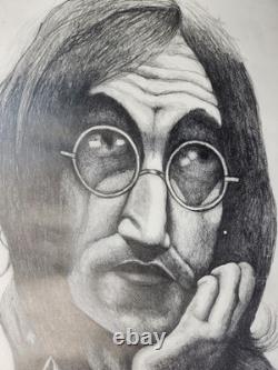 The Beatles John Lennon Pencil Drawing Portrait Matted