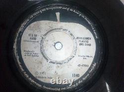 The Beatles John Lennon Plastic Ono Imagine/its So Hard Rare Single 45 India Vg+