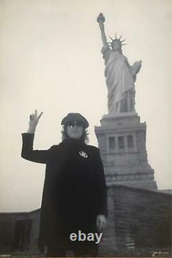 The Beatles John Lennon Statue Of Liberty Out Of Print Black & White Poster 24 x