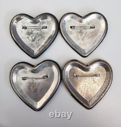The Beatles John Lennon Vintage Heart Pins Buttons Set Of 4