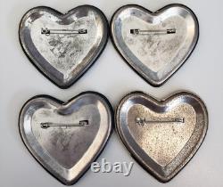 The Beatles John Lennon Vintage Heart Pins Buttons Set Of 4