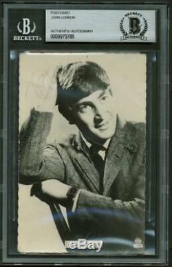 The Beatles John lennon Vintage Signed Autographed 3x5 Photograph Beckett BAS