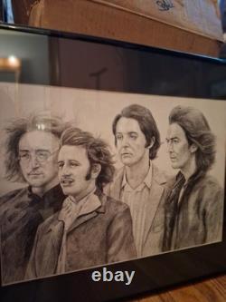 The Beatles Paul McCartney John Lennon Ringo George Pencil Drawing 9 x 12 Art