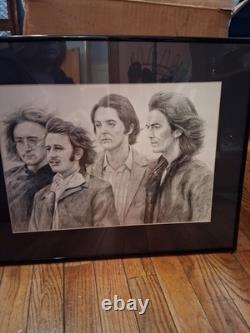 The Beatles Paul McCartney John Lennon Ringo George Pencil Drawing 9 x 12 Art