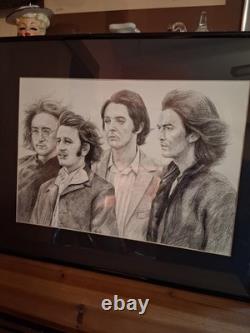 The Beatles Paul McCartney John Lennon Ringo George Pencil Drawing 9 x 12 Art
