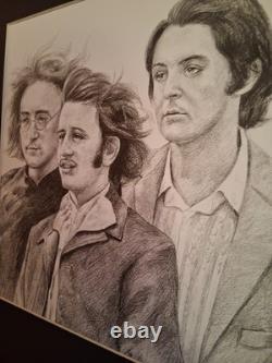 The Beatles Paul McCartney John Lennon Ringo George Pencil Drawing 9 x 12 Art