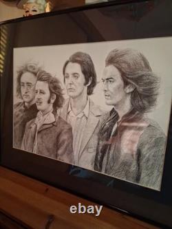 The Beatles Paul McCartney John Lennon Ringo George Pencil Drawing 9 x 12 Art