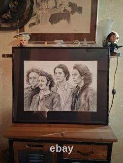The Beatles Paul McCartney John Lennon Ringo George Pencil Drawing 9 x 12 Art