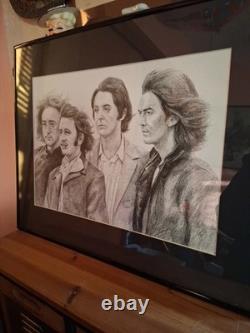 The Beatles Paul McCartney John Lennon Ringo George Pencil Drawing 9 x 12 Art