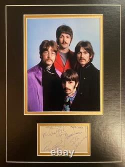 The Beatles Signed Cut 18x14 Display ICZ Dave Norman COA ALL 4! John Lennon
