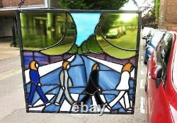 The Beatles Stained Glass Abbey Road John Lennon Handmade Window Hanging Panel