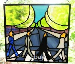 The Beatles Stained Glass Abbey Road John Lennon Handmade Window Hanging Panel