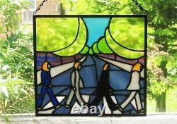 The Beatles Stained Glass Abbey Road John Lennon Handmade Window Hanging Panel