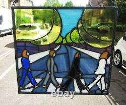 The Beatles Stained Glass Abbey Road John Lennon Handmade Window Hanging Panel