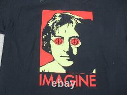 VINTAGE John Lennon Shirt Adult Large Black Beatles Imagine Concert Tour Mens