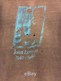 VTG 80s JOHN LENNON The Beatles Gray T-Shirt Paper Thin Memorial Small/Medium