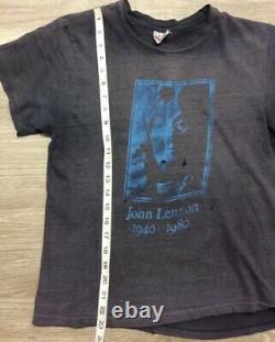 VTG 80s JOHN LENNON The Beatles Gray T-Shirt Paper Thin Memorial Small/Medium