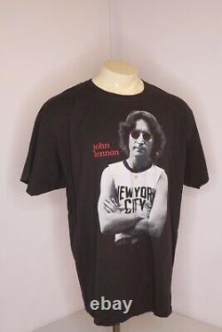 VTG 80s John Lennon The Beatles NYC Portrait RIP USA MADE Black T-Shirt XL NWOT