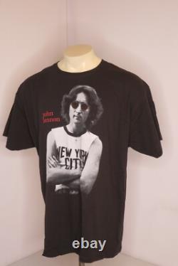 VTG 80s John Lennon The Beatles NYC Portrait RIP USA MADE Black T-Shirt XL NWOT