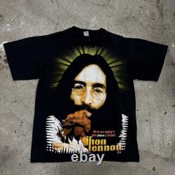 VTG 90s Peyote The Beatles John Lennon Graphic Band T-Shirt Sz XL 23x28.5