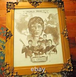 VTG. SIGNED BEATLES JOHN LENNON WORLD TRIBUTE LIMITED EDITION PRINT by PARKHURST
