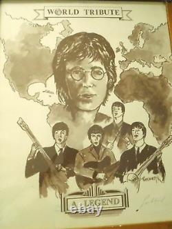 VTG. SIGNED BEATLES JOHN LENNON WORLD TRIBUTE LIMITED EDITION PRINT by PARKHURST