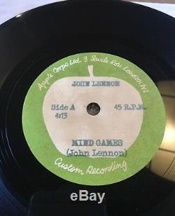 Very Rare John Lennon/Beatles Apple Corps 7 Acetate Mind Games not signed