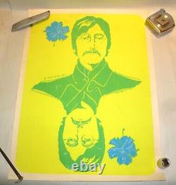 Vintage 1967 The Beatles John Lennon Black Light Poster Steve Sachs