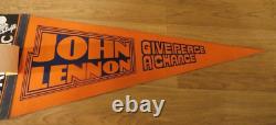 Vintage 1970's Beatles John Lennon Pennant Give Peace a chance Fan Pack ++ RARE