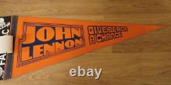 Vintage 1970's Beatles John Lennon Pennant Give Peace a chance Fan Pack ++ RARE