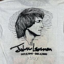 Vintage 1980 The Beatles / John Lennon Memorial T-shirt ringer Medium beatlefest