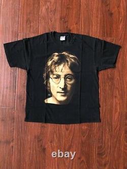 Vintage 1994 John Lennon T-Shirt Black Size XL The Beatles Portrait 90s